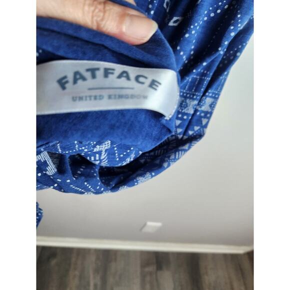 Fatface printed Midi Dress us sz 10 cotton eco natural beachy boho vacation - Picture 5 of 8